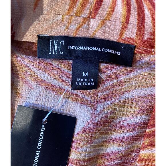 NWT $49.50 International Concepts Cinch Front Blouse Medium Women’s Summer Palm - Picture 3 of 8
